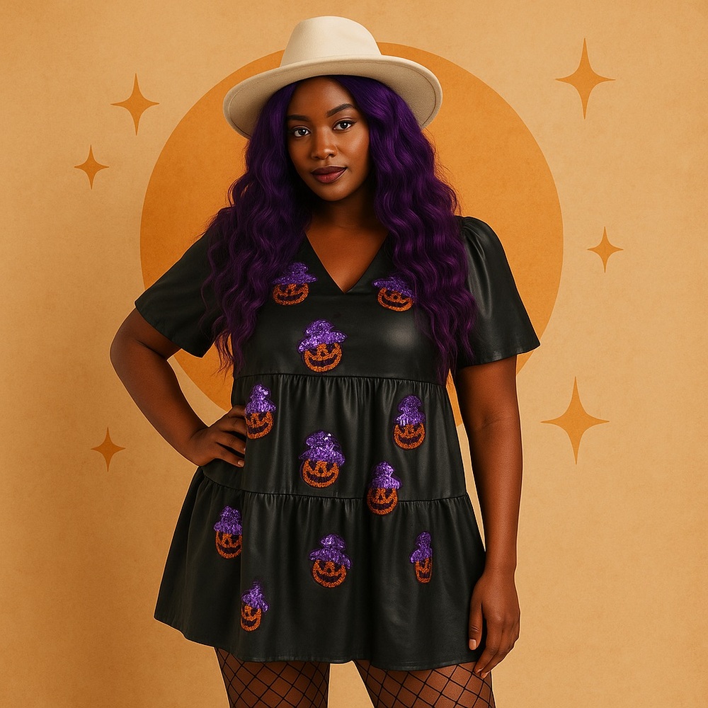 Howdy Pumpkin Jack O'Lantern Halloween Dress. size Large. NWT.